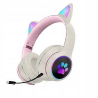 SŁUCHAWKI GAMINGOWE KOCIE USZY MIKROFON LED RGB