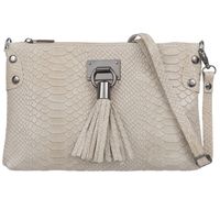 VERA PELLE torebka skórzana listonoszka kroko z paskiem V487 j.beżowa