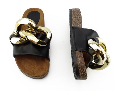 Czarne klapki duży łańcuch 38 na Arena.pl