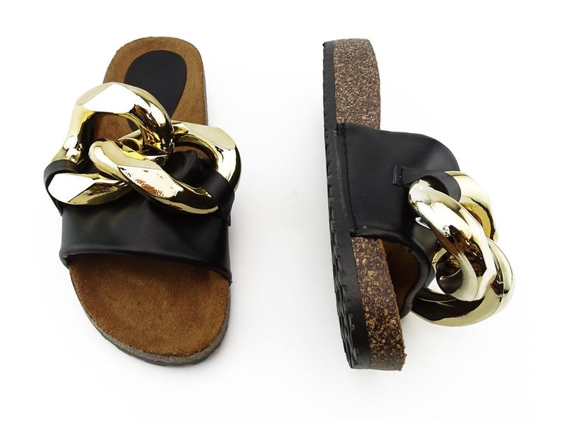 Czarne klapki duży łańcuch 38 zdjęcie 4