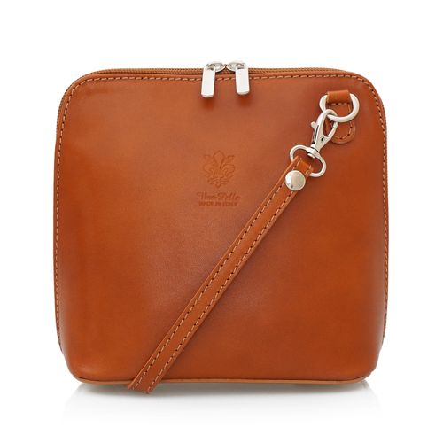 VERA PELLE torebka skórzana damska listonoszka stożek V024 camel na Arena.pl