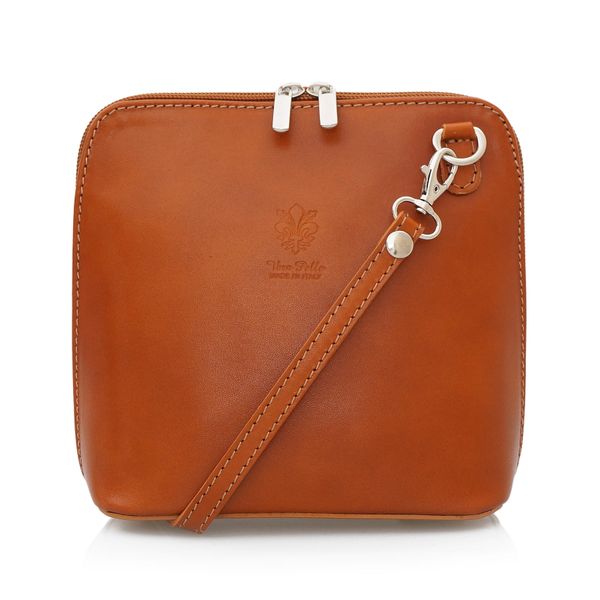 VERA PELLE torebka skórzana damska listonoszka stożek V024 camel zdjęcie 1