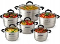 Komplet Garnków na Indukcję Gaz ze Stali Nierdzewnej Zestaw 12