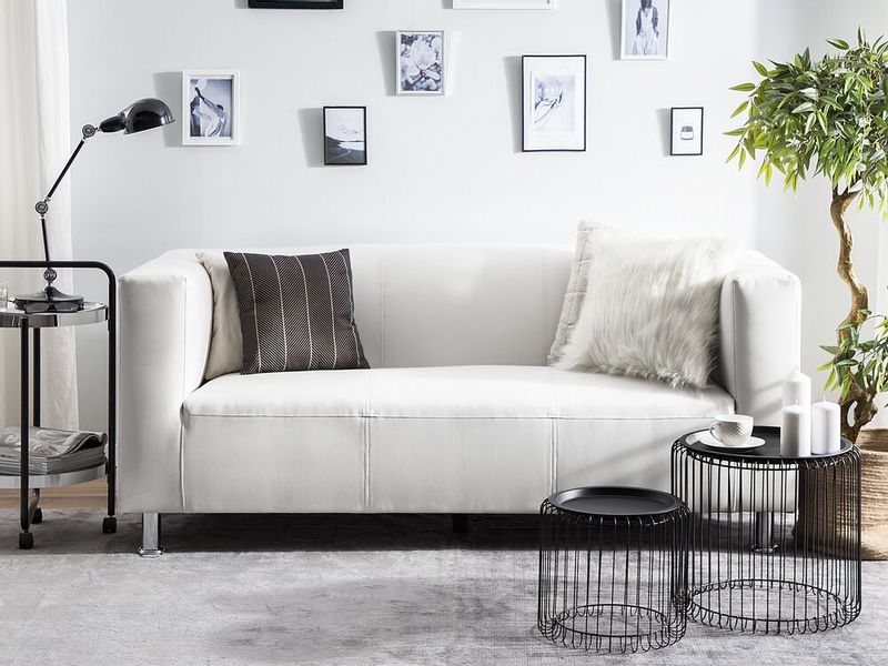 Sofa 3-osobowa ekoskóra biała FLORO zdjęcie 2