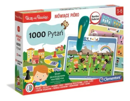 CLEMENTONI MÓWIĄCE PIÓRO ŚWIECI 1000 PYTAŃ PRZEDSZKOLAKA + GRA QUIZ 50653 na Arena.pl