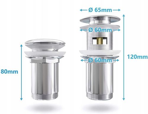 KOREK KLIK-KLAK UMYWALKOWY DO SYFONU Z PRZELEWEM CHROM OMNIRES A706CR na Arena.pl