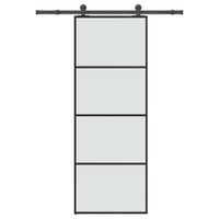 Drzwi przesuwne z osprzętem, szkło ESG i aluminium, 76x205 cm