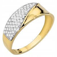 ZŁOTY PIERŚCIONEK pr. 333 Szeroka Obrączka z CYRKONIAMI 8k r.22