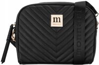 TOREBKA Damska CZARNA LISTONOSZKA MONNARI PIKOWANA MAT LOGO SZEROKI PASEK