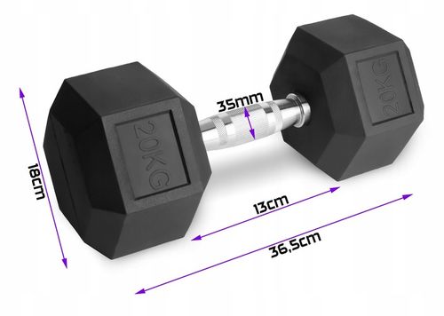 Hantle stałe 1x20kg żeliwne gumowane 20kg HEX do treningu SOLIDNE na Arena.pl