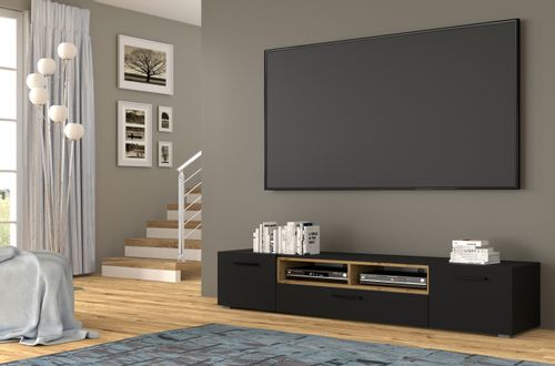 Szafka RTV komoda ANETTE 198 cm czarny/artisan na Arena.pl