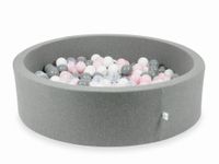Suchy basen szary 110x30 z piłeczkami 400 sztuk (przezroczyste, białe, szare, jasnoróżowe)