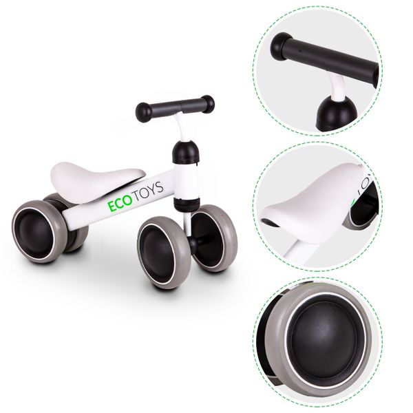 Rowerek biegowy mini rower Practise White Ecotoys zdjęcie 7