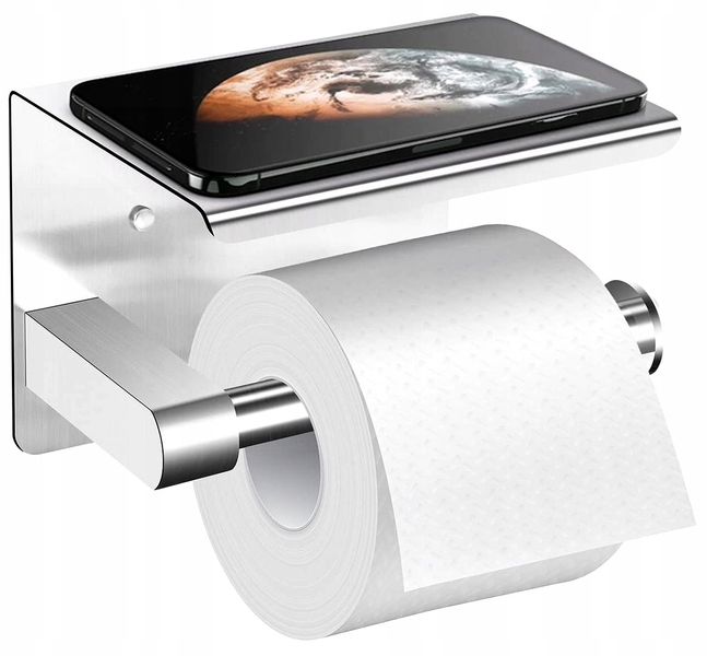 Uchwyt Na Papier Loft Toaletowy Z Półką Srebrny Wc zdjęcie 1