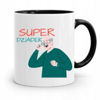 Kubek Czarny Na Dzień Dziadka Super Dziadek Z Nadrukiem Ze Zdjęciem