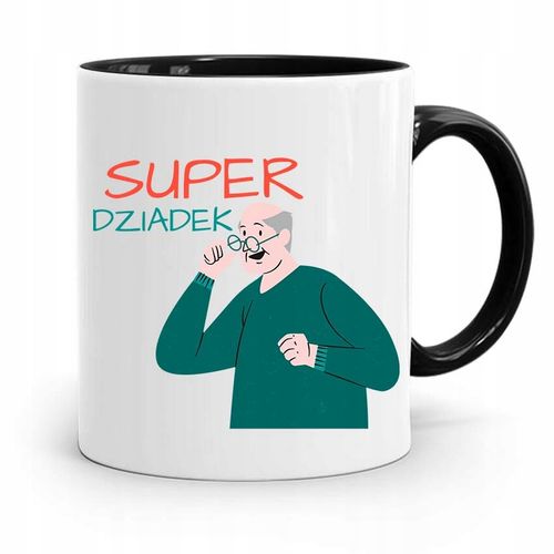 Kubek Czarny Na Dzień Dziadka Super Dziadek Z Nadrukiem Ze Zdjęciem na Arena.pl