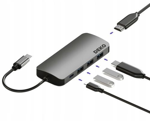 Hub USB C 5w1 Stacja Dokująca 100W HDMI 4K 60Hz 3xUSB DEKO Lite na Arena.pl
