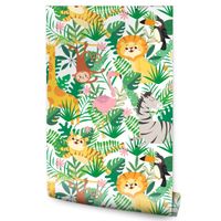 Tapeta Dla Dzieci Dzikie ZWIERZĄTKA Liście Kwiaty