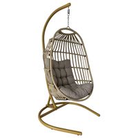 FOTEL WISZĄCY KARI POLIRATTANOWY W KOLORZE BEŻOWYM