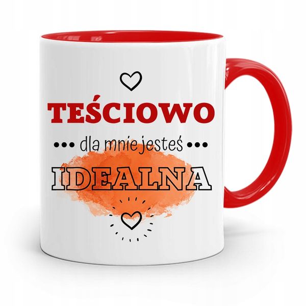 Kubek Czerwony Teściowej Dla Mnie Jesteś Idealna Z Nadrukiem Ze Zdjęciem zdjęcie 1