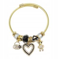 Bransoletka charms modułowa sztywna regulowana kolor złoty Serce 26