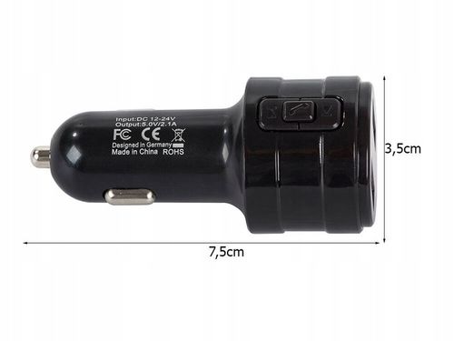 Transmiter Bluetooth FM MP3 + Ładowarka Samochodowa 2x USB czarny na Arena.pl