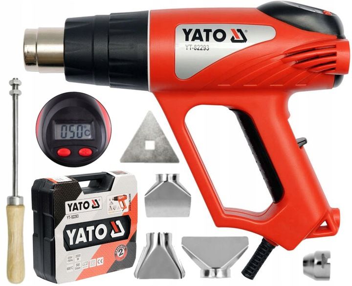 YATO OPALARKA 2000W WYŚWIETLACZ LCD USUWANIE FARB, OKLEJANIE AUT YT-82293 zdjęcie 1