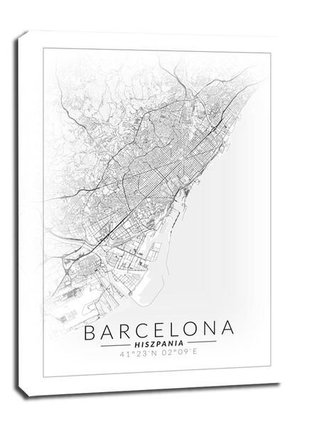 Barcelona mapa invert - obraz na płótnie 90x120 cm zdjęcie 1