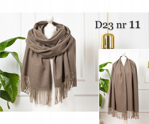 CIEPŁY SZAL KLASYCZNY SZALIK DAMSKI ELEGANCKI MODNY BRĄZOWY KOLORY na Arena.pl