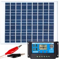 ZESTAW PANEL SOLARNY BATERIA SŁONECZNY PROSTOWNIK ŁADOWARKA REGULAT 20W 12V