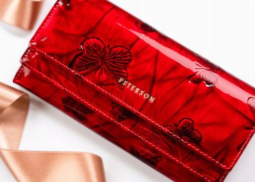 Portfel damski skórzany PETERSON duży czerwony super pojemny RFID STOP kart na Arena.pl