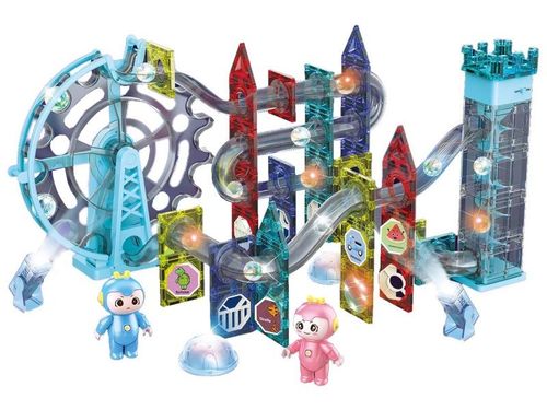 Świecące Klocki Magnetyczne, Tor Kulkowy Dla Kulek 129 Elementów Kulodrom na Arena.pl