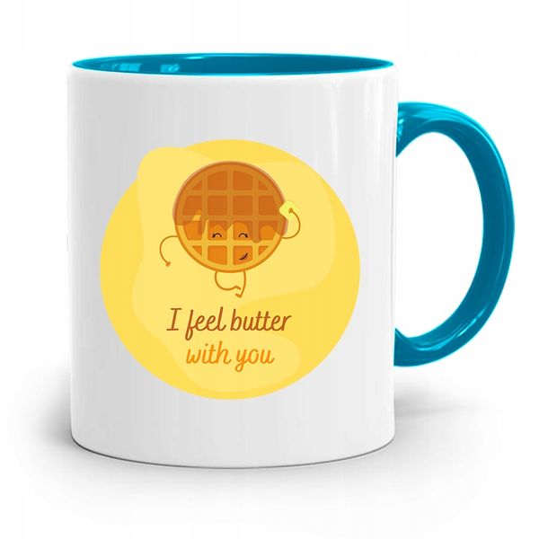 Kubek Błękitny Dla Chłopaka I Feel Butter With You Z Nadrukiem Ze Zdjęciem zdjęcie 1