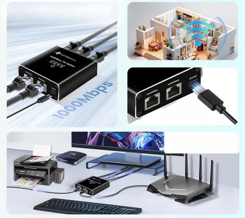 Adapter rozdzielacz mini Switch splitter LAN Ethernet RJ45 4xRJ45 1000M 1GB na Arena.pl