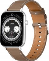 Smartwatch COLMI C28 Srebrny + brązowy skórzany pasek