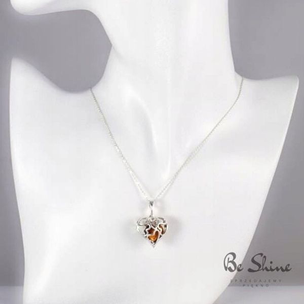 Naszyjnik Sekretnik Srebrny z Bursztynem zdjęcie 3