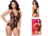 Czarne body Obsessive bielizna damska w kropki S/M