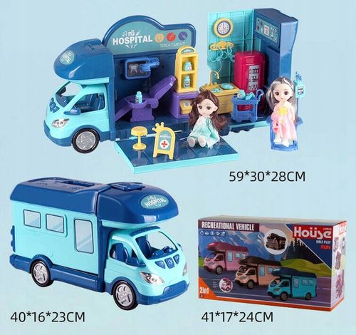 Kamper marzeń AUTO dla LALEK otwierany domek ZESTAW LEKARZ DOKTOR DENTYSTA na Arena.pl