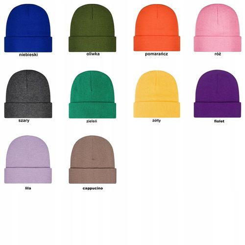 Czapka zimowa beanie z własnym haftem napisem personalizacja 26 kolorów na Arena.pl