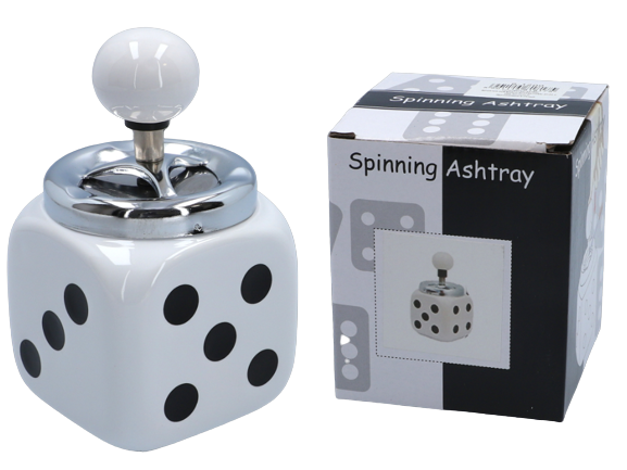 Zamykana Popielniczka w Kształcie Kostki do Gry z Ceramiki i Metalu zdjęcie 3