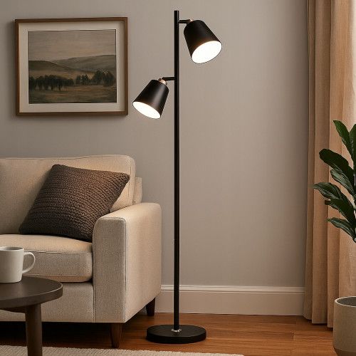 LAMPA PODŁOGOWA KOKO STALOWA REGULOWANA LED E27 60W CZARNA ZŁOTA na Arena.pl