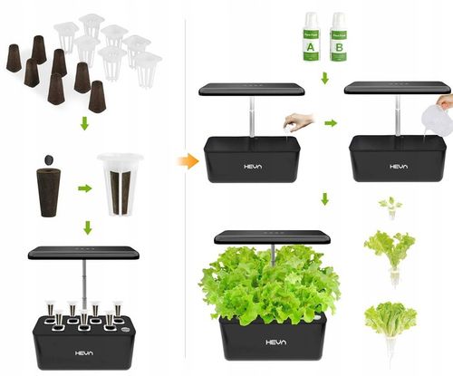 Doniczka hydroponiczna HEVA samopodlewająca idealna na zioła LED wzrost na Arena.pl