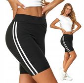 Legginsy Sportowe Fit Krótkie Kolarki MORAJ spodenki z lampasami - L/XL