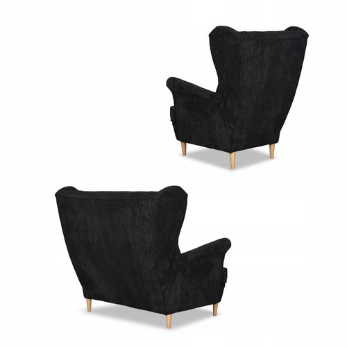 Zestaw wypoczynkowy uszak Bonito sofa fotele pufy  czarny na Arena.pl