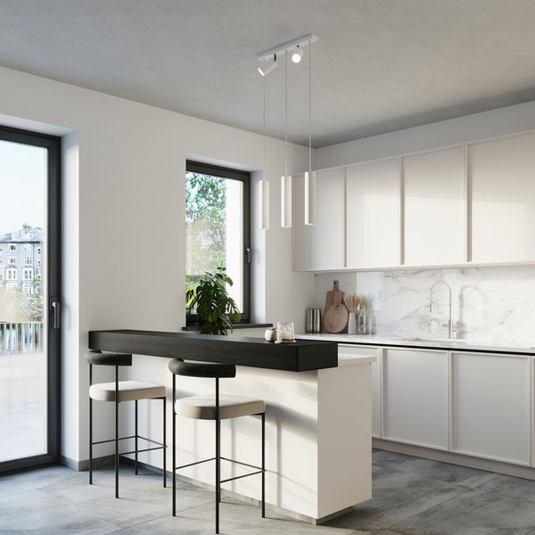 Wisząca lampa nad stół Ring SL.1098 Sollux z reflektorkami biała zdjęcie 4