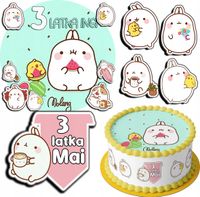 ZESTAW OPŁATEK NA TORT 20CM + 17 POSTACI - MOLANG + IMIĘ 15CM 18CM