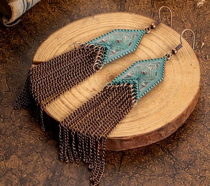 Kolczyki Długie Modne Boho Orientalne Retro Vintag  P6 zdjęcie 3