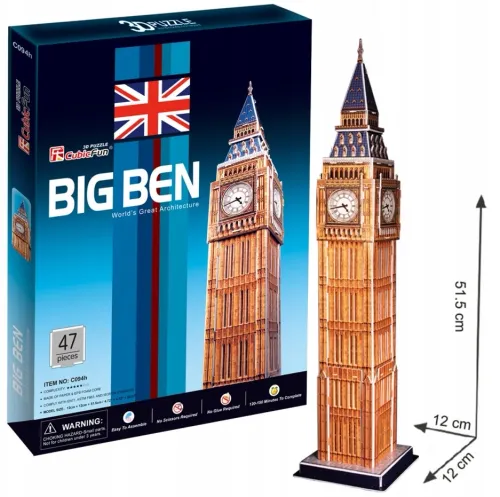 Puzzle 3D 47 elementów. Zegar Big Ben na Arena.pl