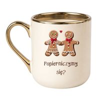KUBEK "POPIERNICZYMY SIĘ?" Wzór - Elegant Kremowo-Złoty 330 ml