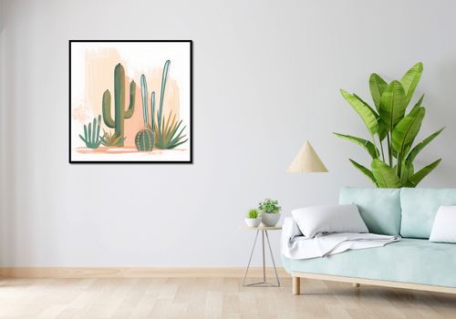 Plakat 90x90cm Ilustracja Kaktusów na Arena.pl